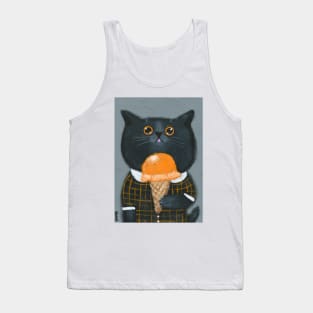 Cat With Pumpkin Ice Cream Tank Top